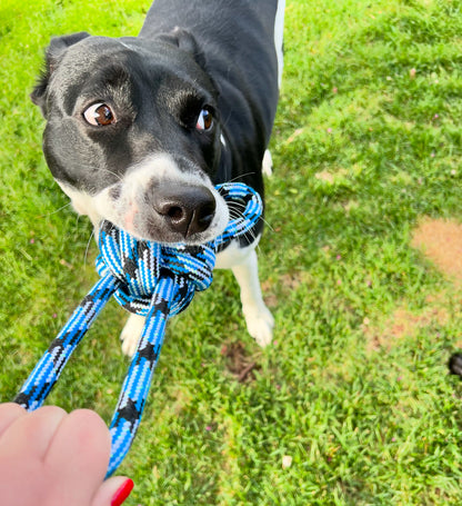 Durable 2-in-1 Dog Rope Toy – Fetch Ball & Tug of War Rope for Small to Large Breeds