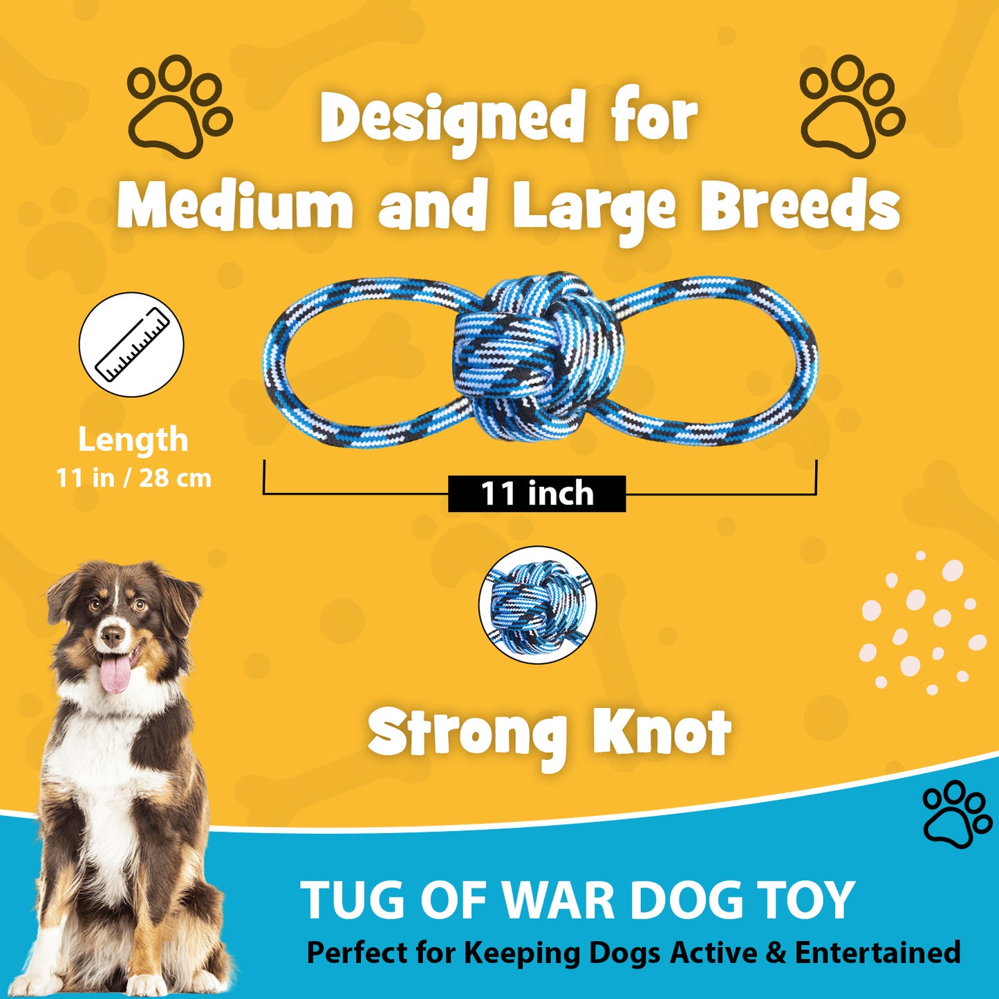 Durable 2-in-1 Dog Rope Toy – Fetch Ball & Tug of War Rope for Small to Large Breeds